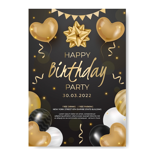 Vector gradient birthday party flyer