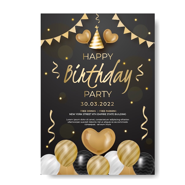 Vector gradient birthday party flyer