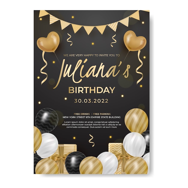 Vector gradient birthday party flyer