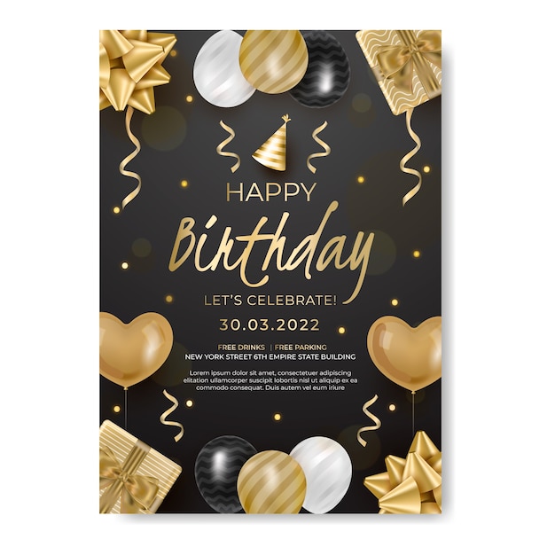 Vector gradient birthday party flyer