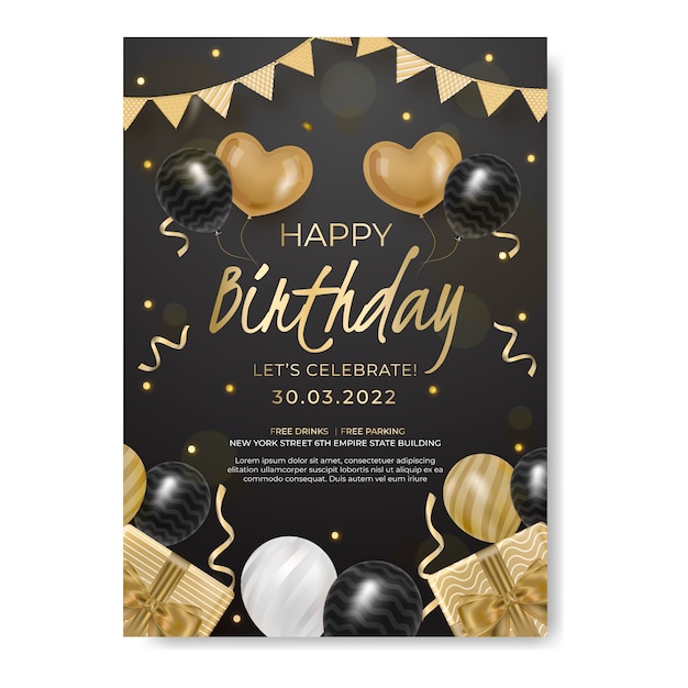 Vector gradient birthday party flyer