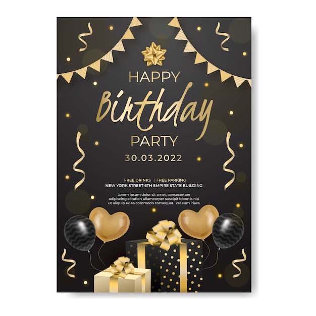 Vector gradient birthday party flyer