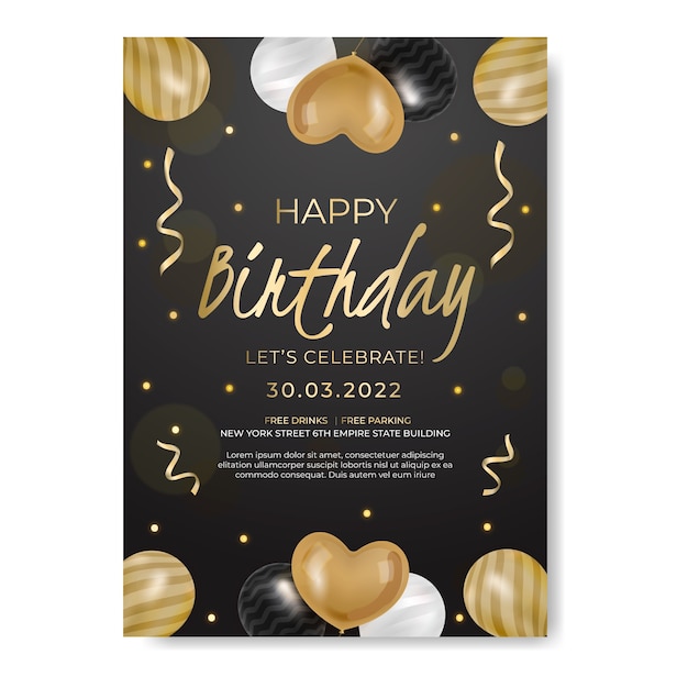 Vector gradient birthday party flyer