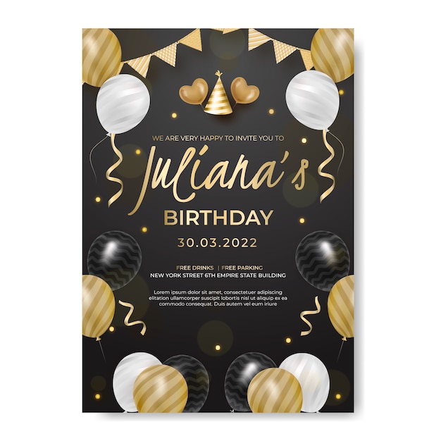 Vector gradient birthday party flyer