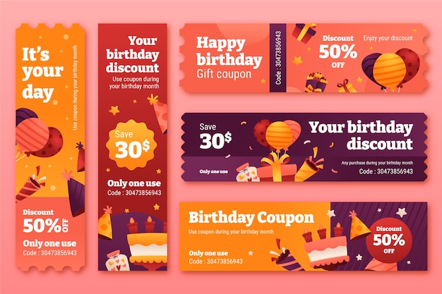 Vector gradient birthday sale coupon