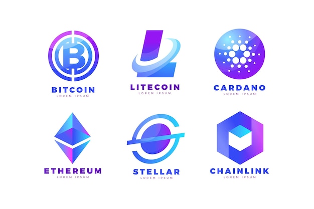 Gradient bitcoin logo-collectie