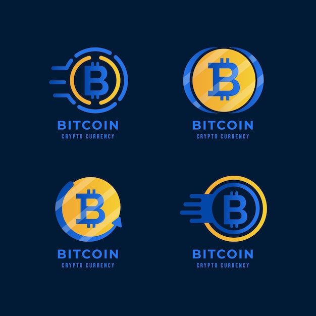 Vettore collezione di logo bitcoin gradiente