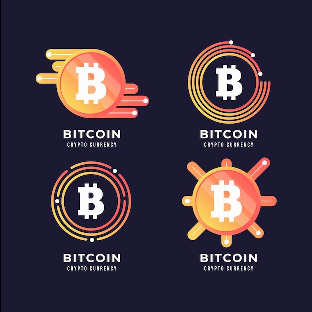 Vector gradient bitcoin logo collection