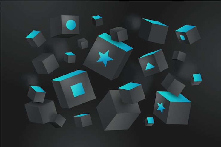 Vector gradient black background with cubes