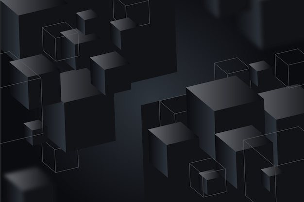 Gradient black background with cubes