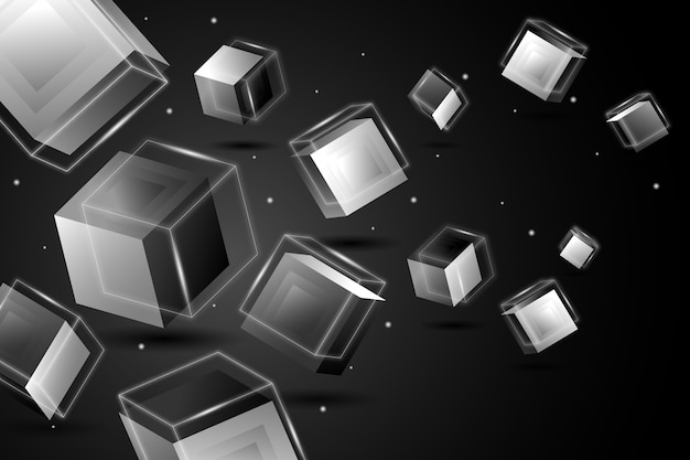 Vector gradient black background with cubes