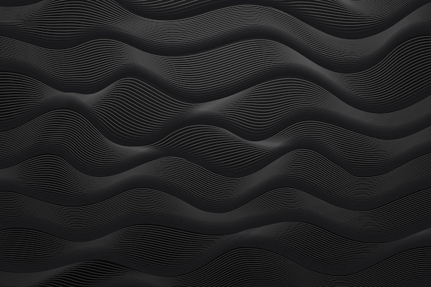 Vector gradient black background with wavy lines