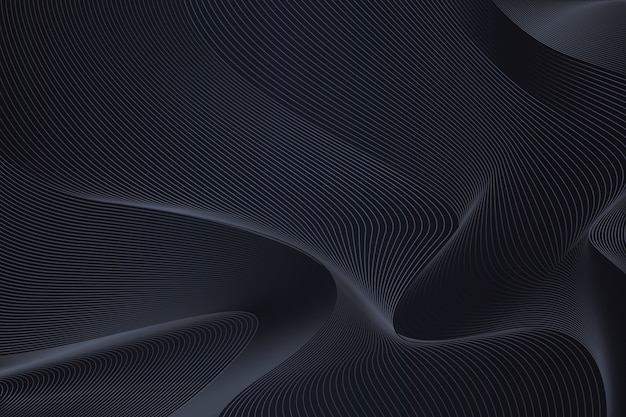 Vector gradient black background with wavy lines