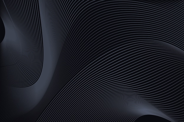 Vector gradient black background with wavy lines