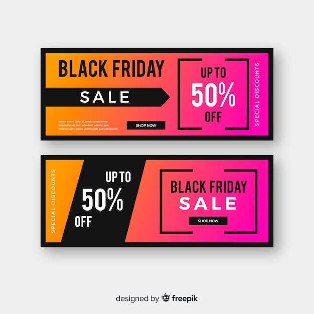 Gradient black friday group of banners