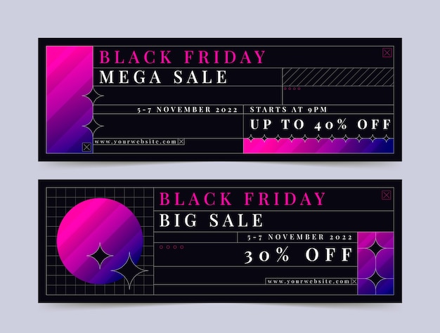 Gradient black friday horizontal banners set