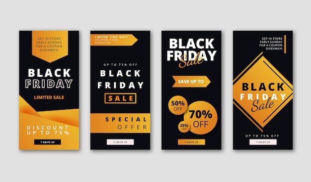 Vector gradient black friday instagram stories