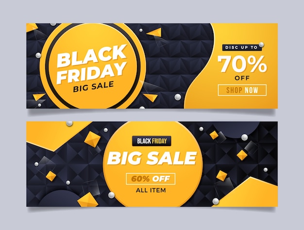 Vettore set di banner di vendita del black friday sfumati