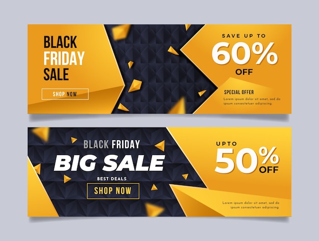 Gradient black friday sale banners set