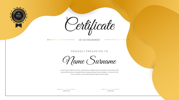 Gradient black and gold luxury certificate template