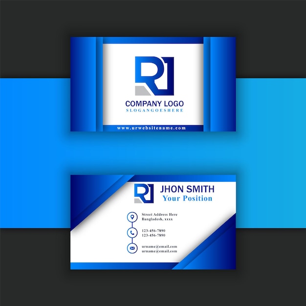 Gradient blue color business card