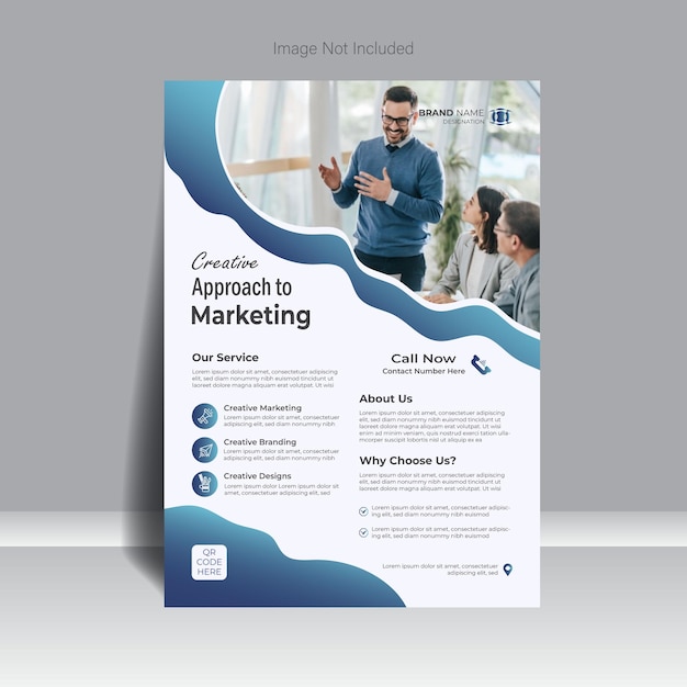 Gradient blue color flyer design template for advertising your corporate business