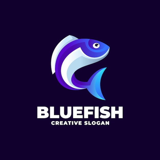 Gradient blue fish modern creative logo template