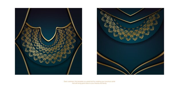 Gradient blue gradient flyer template with vintage gold ornaments ready to print