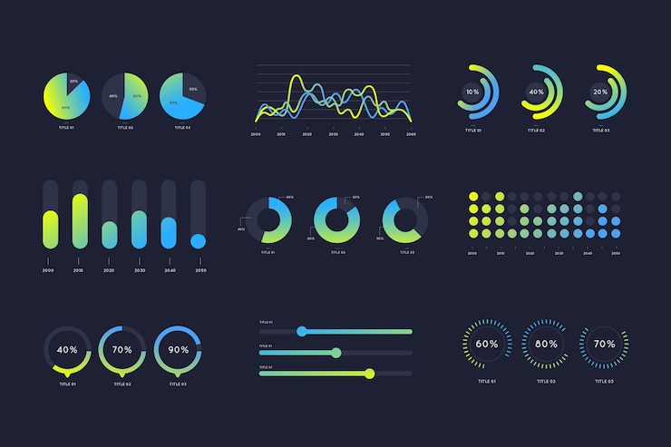 Vector gradient blue and green infographic elements