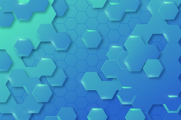 Vector gradient blue hexagonal background