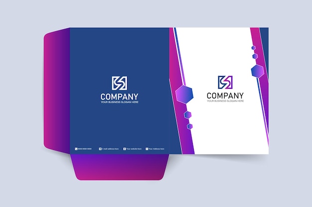 Gradient blue and pink color professional presentation folder design