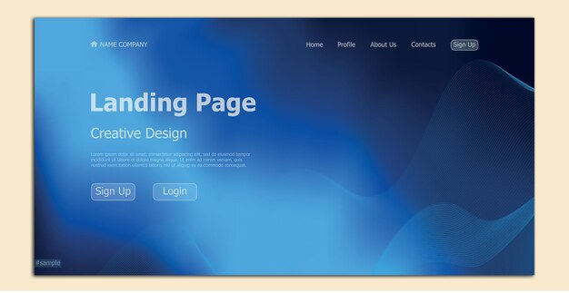 Vector gradient blue web template landing page digital website landing page design concept vector