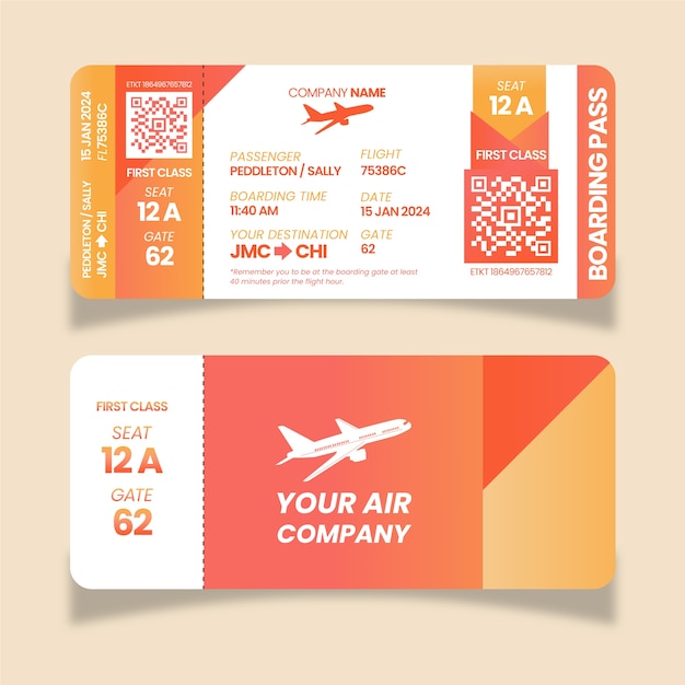 Vector gradient boarding pass template