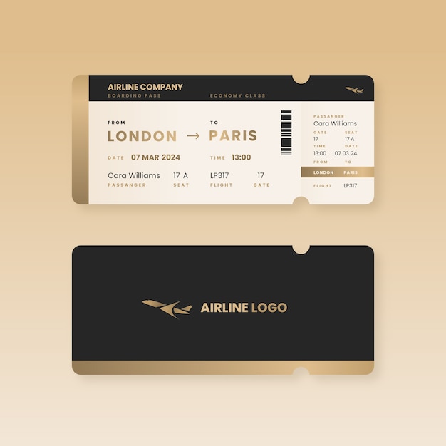 Vector gradient boarding pass template