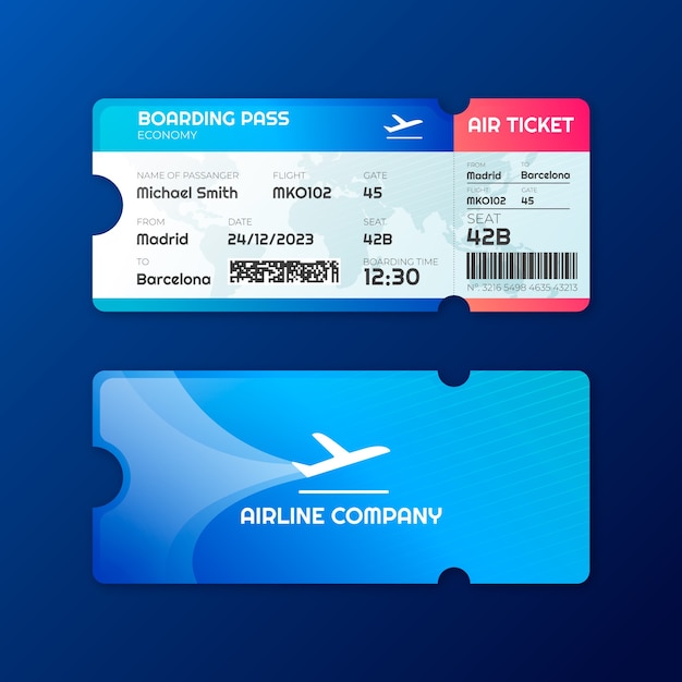 Gradient boarding pass ticket template