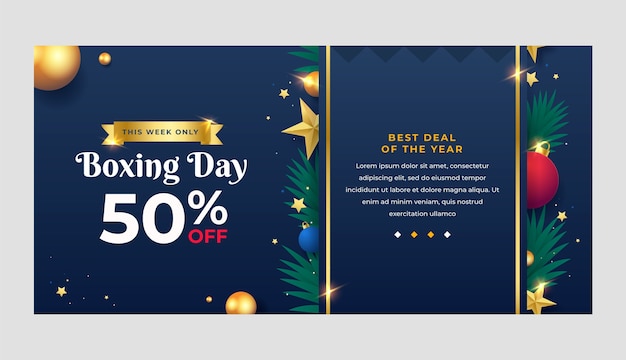 Vector gradient boxing day horizontal banner template