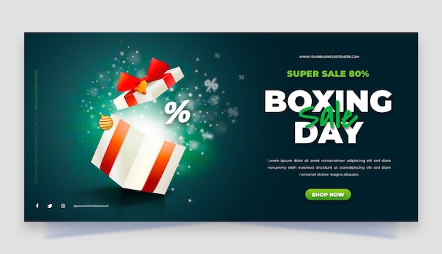 Gradient boxing day sale horizontal banner template