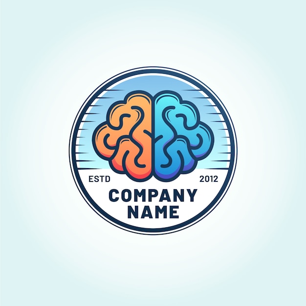 Vector gradient brain logo design