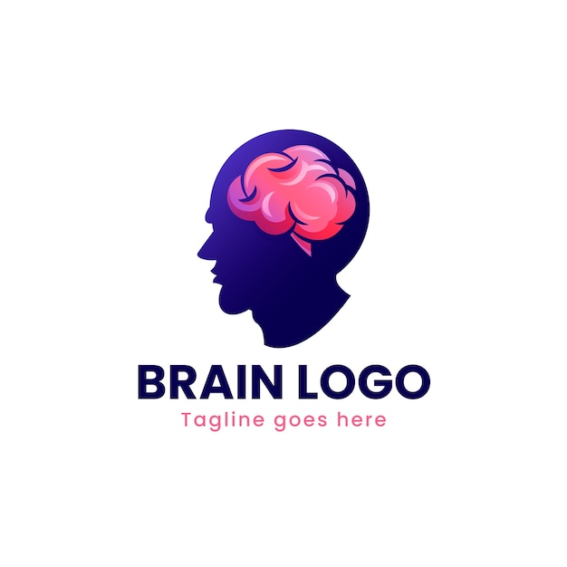 Vector gradient brain logo design