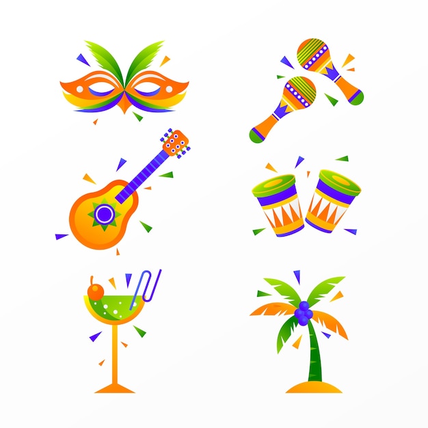 Vector gradiënt braziliaanse carnaval viering elementen collectie