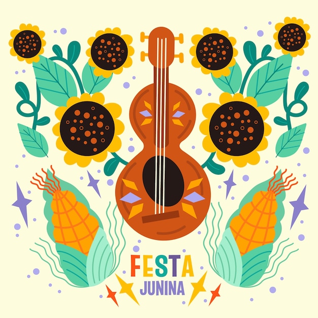 Vector gradient brazilian festas juninas illustration