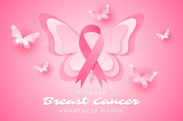 Vector gradient breast cancer awareness month illustration