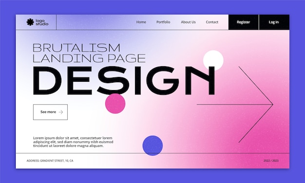 Gradient brutalism landing page template