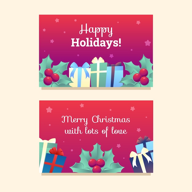 Vector gradient business christmas cards