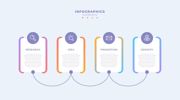 Modello di infografica aziendale gradiente con tre passaggi o opzioni