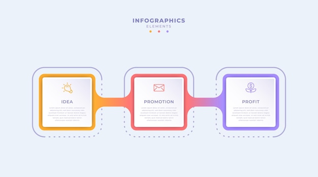 ベクトル 3つのステップまたはオプションを備えたグラデーションビジネスインフォグラフィックテンプレート