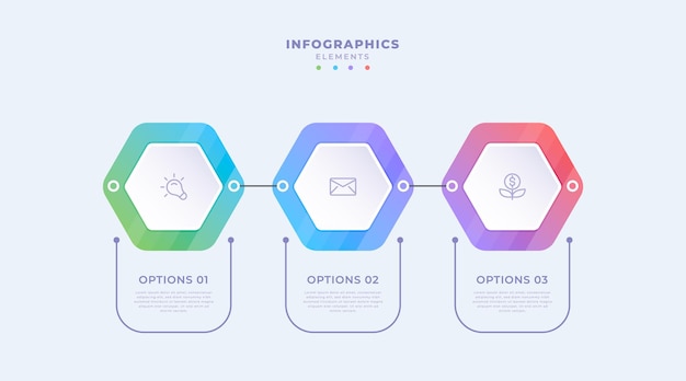 Vector gradient business infographic template with three steps