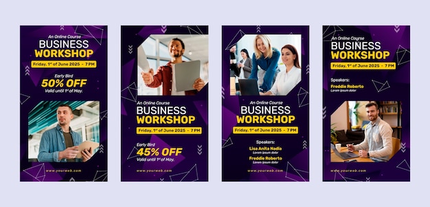 Gradient business workshop instagram stories collection