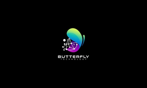 Gradient butterfly logo technologie vector, symbool, pictogram. abstracte stijl