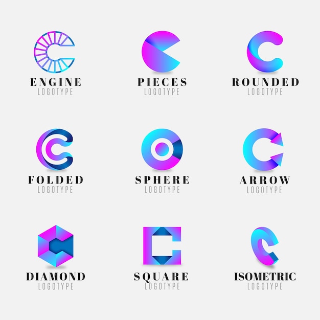 Gradient c logo template collection